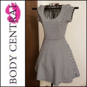 Body Central black and white stripe mini dress